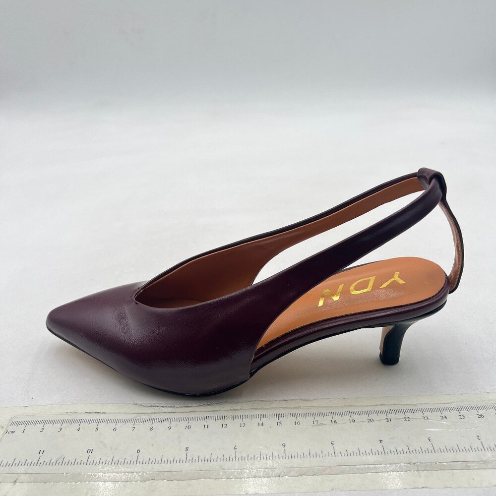 YDN Wine Sexy Pointed Toe Low Heels Cutout Shoes Wedding Party